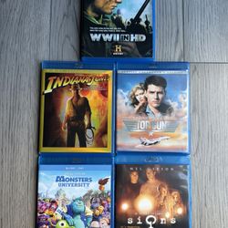 Blu-ray Movies-Signs, Top Gun, Indiana Jones, Monsters University And WW2 In HD
