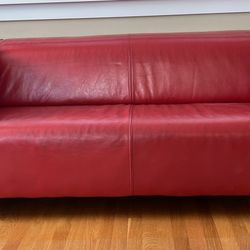 IKEA Red Leather Couch 