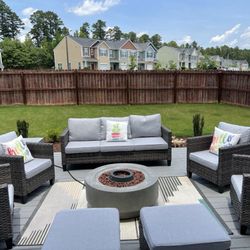 7 Person Deep Seating Wicker Patio Set