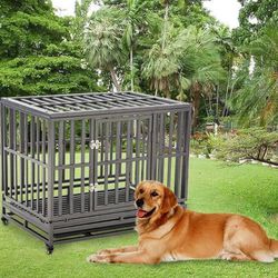 LUCKUP 38" Heavy Duty Dog Cage Metal Kennel 