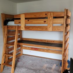 Oak Wood Bunk Bed Like New