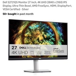 Moving sell-Dell S2721QS Monitor 27 Inch, 4K UHD (3840 x 2160) IPS Display, Ultra-Thin Bezel, AMD