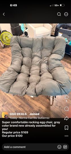 Gray Tufted Rocking Egg Chair