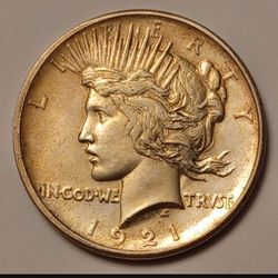 MS 1921 Peace Dollar
Nice toning. Great strike.
May be MS61-62