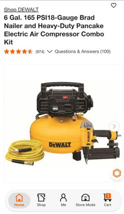 DEWALT 6 Gal. 165 PSI18-Gauge Brad Nailer and Heavy-Duty Pancake Electric Air Compressor Combo Kit