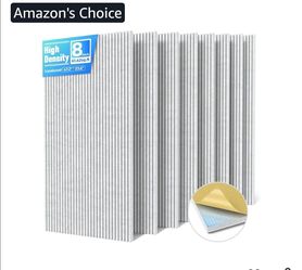 2594: New 8 Pack High Density Large Acoustic Panel Sound Absorbing with Self-Adhesive
47.2”*23.6”*0.36” Sound Proof Foam Panels for Walls, 3D Vertical