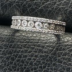 10k Silver Diamond Ring 