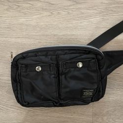 Yoshida Porter Tanker (contact info removed) Waist Shoulder Cross Body Black Bag Pouch   Insides has some black stains see pics for condition 