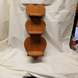 Vintage 3 Tier Heart Shelf With Peg Hanger