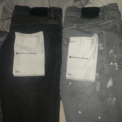 Black and grey purple jeans Size 32