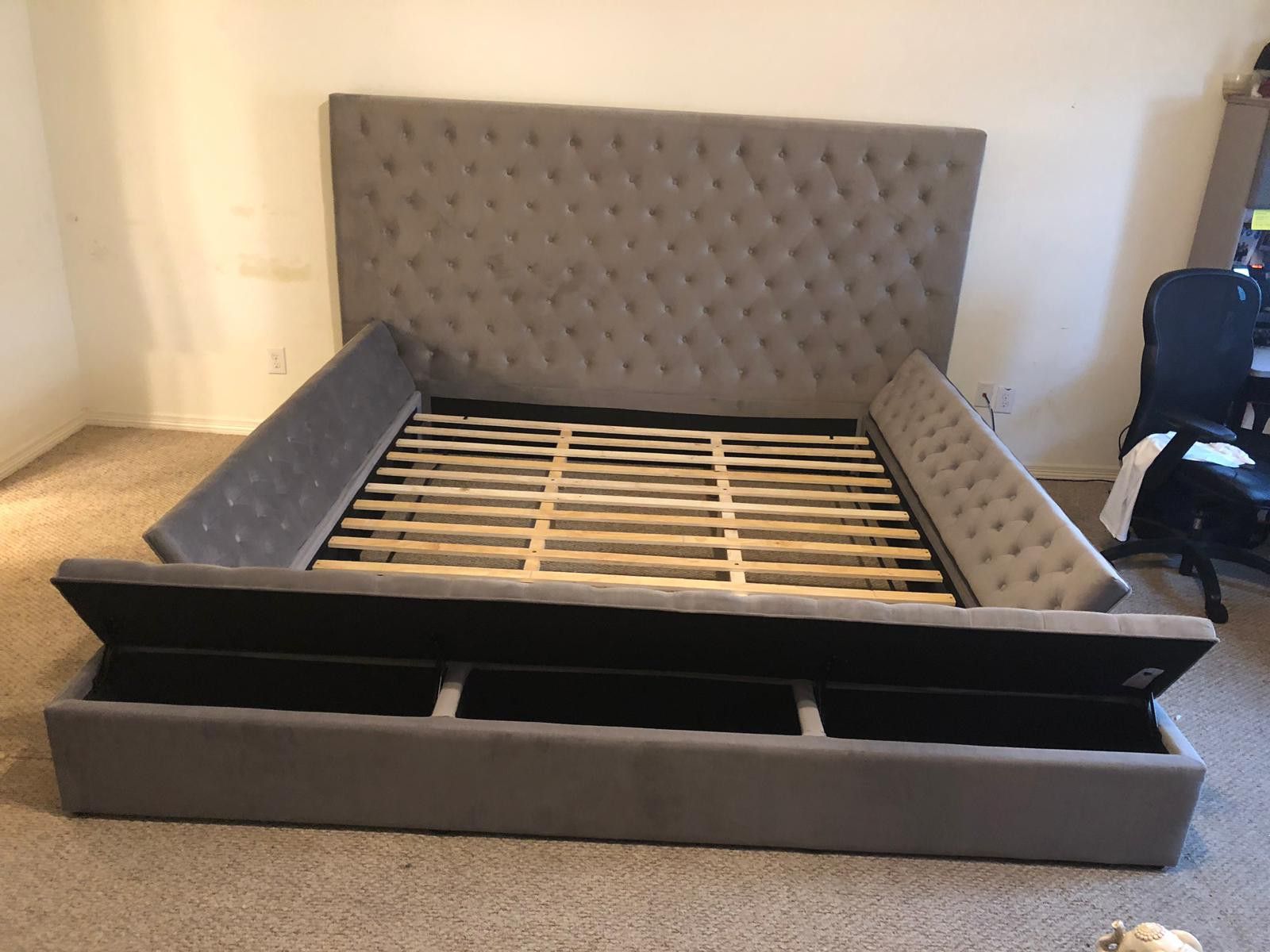 King bed frame with storage brand new