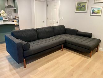 Kardiel mid-century designer sofa boucle fabric - Dwell 108" L-shape sectional left