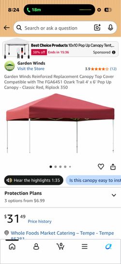 Absolutely brand new 4x6 straight leg canopy. Still in original package