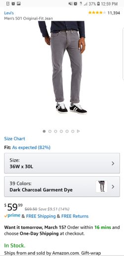 Levis grey 501 jeans straight leg button fly