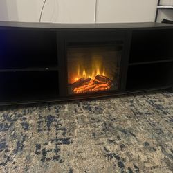 Black Fireplace TV stand