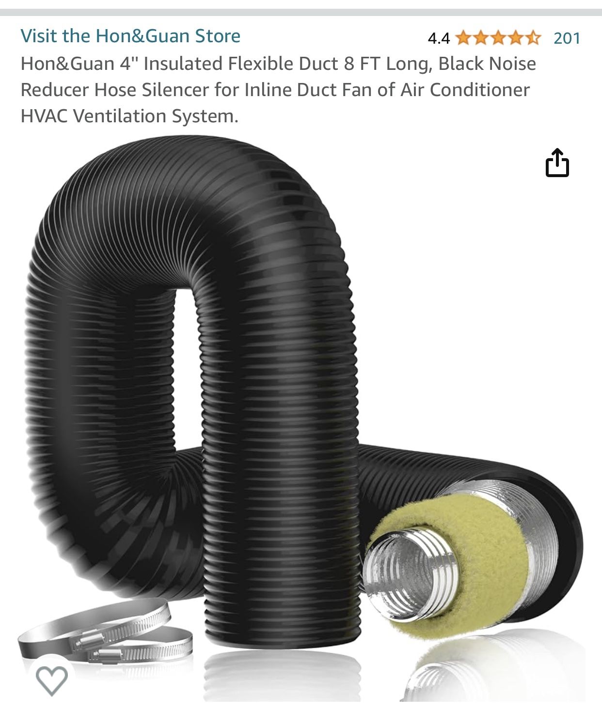 Insulated 4” flexible duct