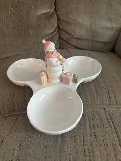 “Snow  Lady”  3 Section Candy/treat Dish - Pick Up Only
