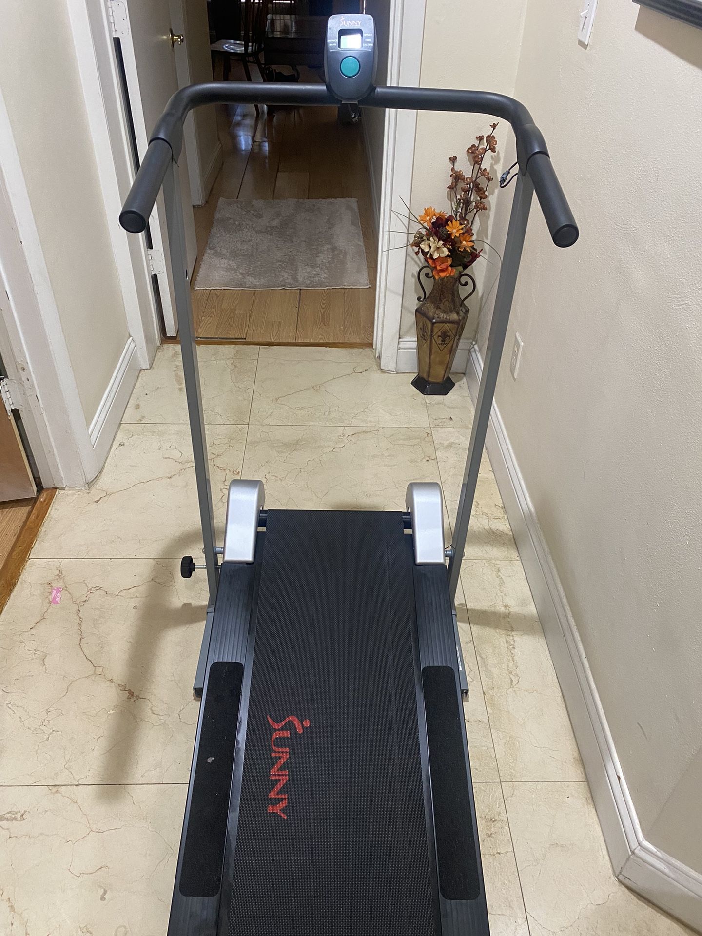 Sunny Health & Fitness SFT1407M Foldable Manual Walking Treadmill for