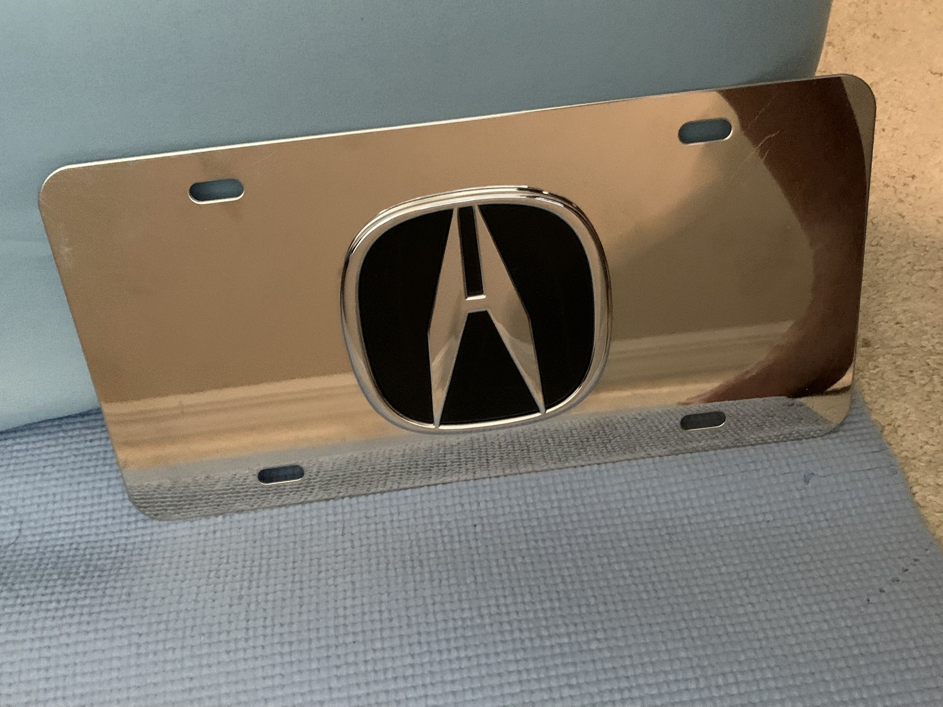 Acura Logo License Plate Black On Chrome Used