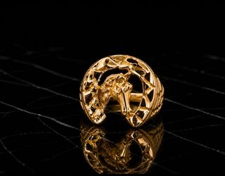 14kt Gold Nugget Horse Shoe Ring