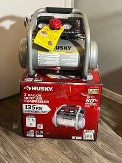 Husky 2 Gal. 135 PSI Portable Electric Oil-Free Quiet Jobsite Air Compressor with Dual Pressure Gauges and 1-Quick Coupler