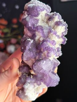 UV Reactive QR-Code Purple Fluorite Crystal Cluster on Matrix