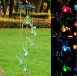 Brand New Solar LED Wind Chime Color Changing Decoration Light Hummingbird - Memorial Day Sale