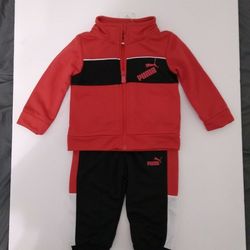 New Kids  Boys Puma Track  Black & Red Jacket & Pants Set. 