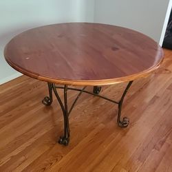 Round Wood Dining Table, Seats 4