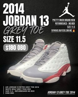 Air Jordan 13 Retro Grey Toe Size 11.5