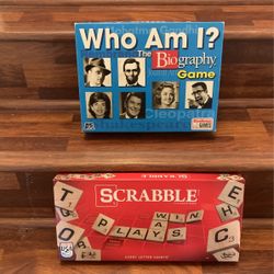 Scrabble & Who Am I board games