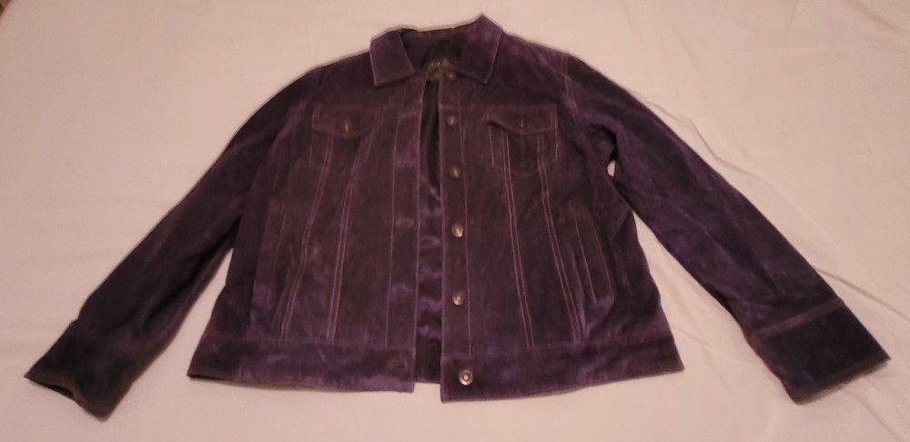 Dark Purple Suede leather jacket Size Large,All Products : American Fashion Style Bags On Sale