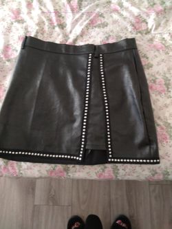 Black rhinestone mini skirt