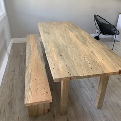 farmhouse wood table & bench