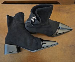 Black Faux Suede Sock Booties