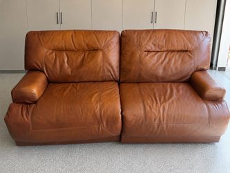 Cognac Leather Power Reclining Sofa