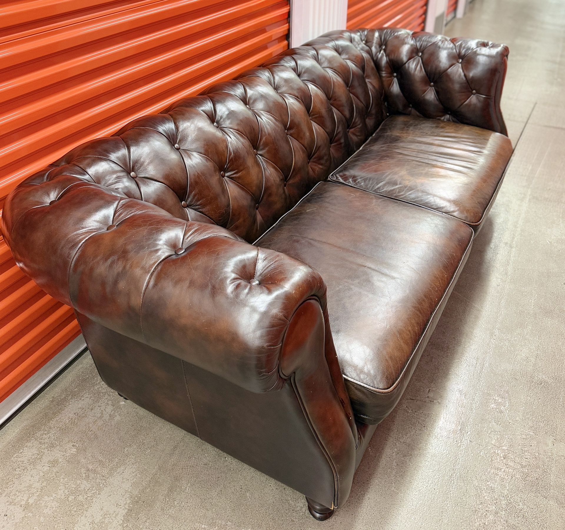 Vintage Buckeye Tufted Chesterfield Leather Sofa