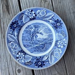 Vintage WOOD & SONS Blue Ceramic Dinner Plate 10” Woodland Pottery For 2000