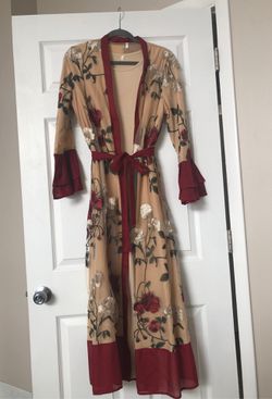 Long sleeve maxi kimono