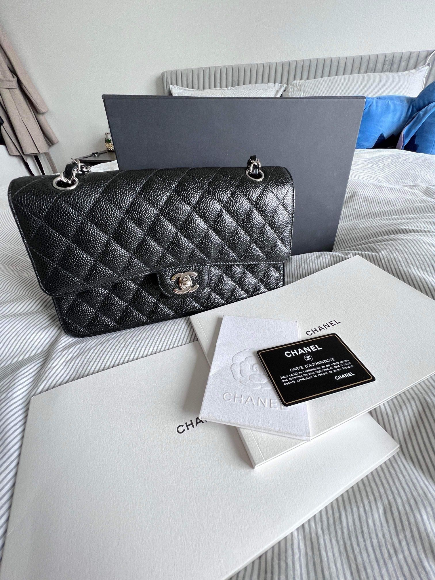 Chanel flap black caviar silver hardware for in Washington, DC - OfferUp