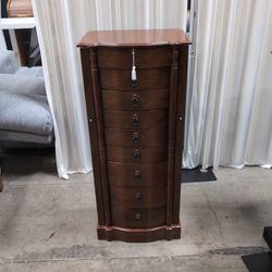 Cherry Finish Jewelry Armoire with Ornate Hardware