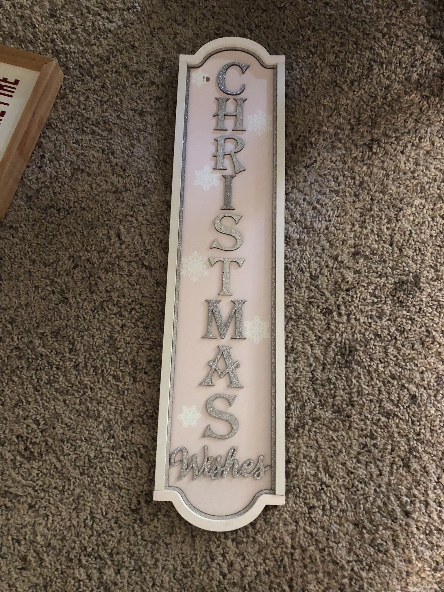 Pink and silver christmas sign