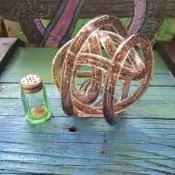 Gold Flecked Tangle Of Glass Radioactive Salt Shaker With Lead Cap For Scale 