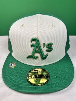 Oakland A’s 59FIFTY Fitted – White Mesh Front w/ Green & Gold Embroidery