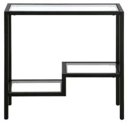 Lovett 24 in. Blackened Bronze Rectangular Side Table with Glass Top - Brand New
