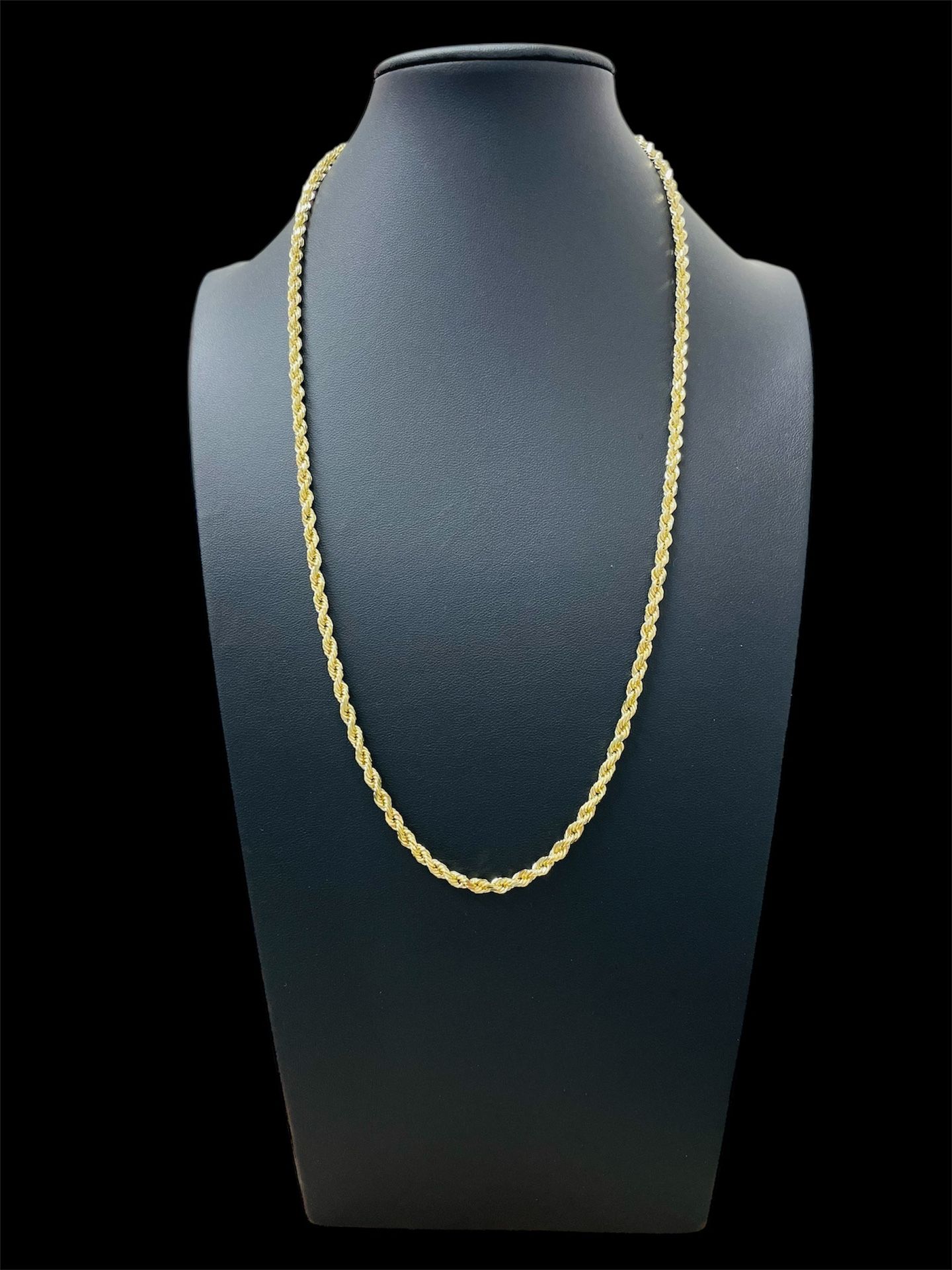 24” 10K Yellow Gold Diamond Cut Rope Chain