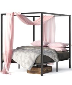 Black canopy no box spring needed queen size