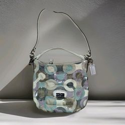 Coach Kristin Multicolor Graphic Op Art Sequin Hobo Shoulder Bag 