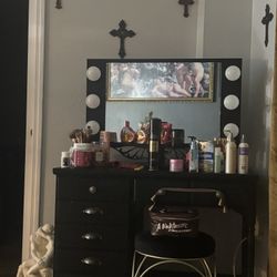 Black Vanity With Stool 