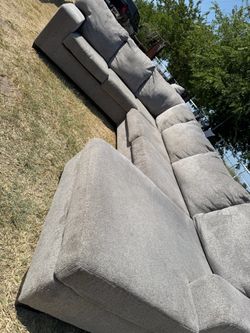 Large Gray Fabric U shape Sectional Sofa
